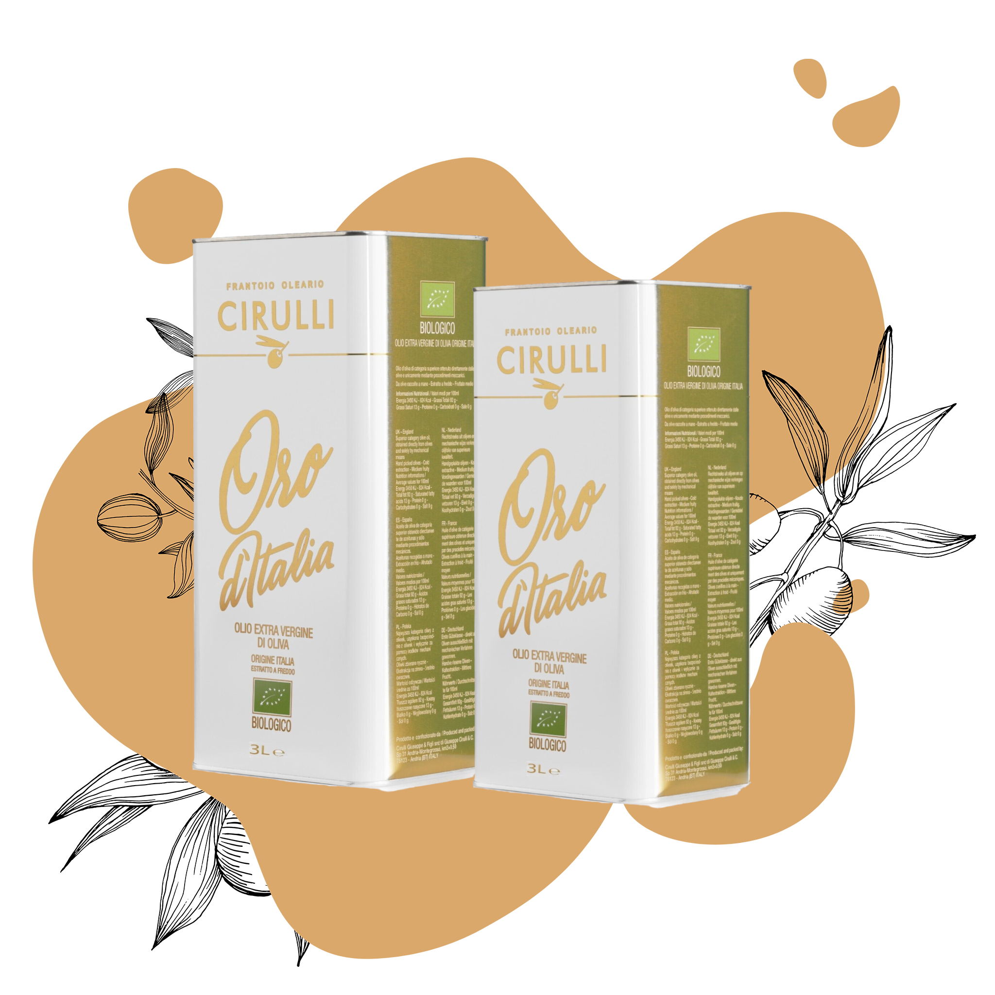 2 lattine di olio extravergine Biologico • 2 X 3 Litri