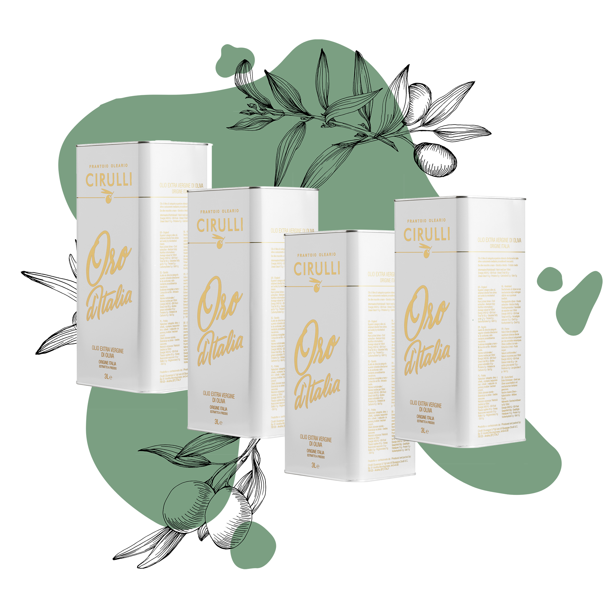4 lattine di olio extravergine di oliva • 4 X 3 Litri
