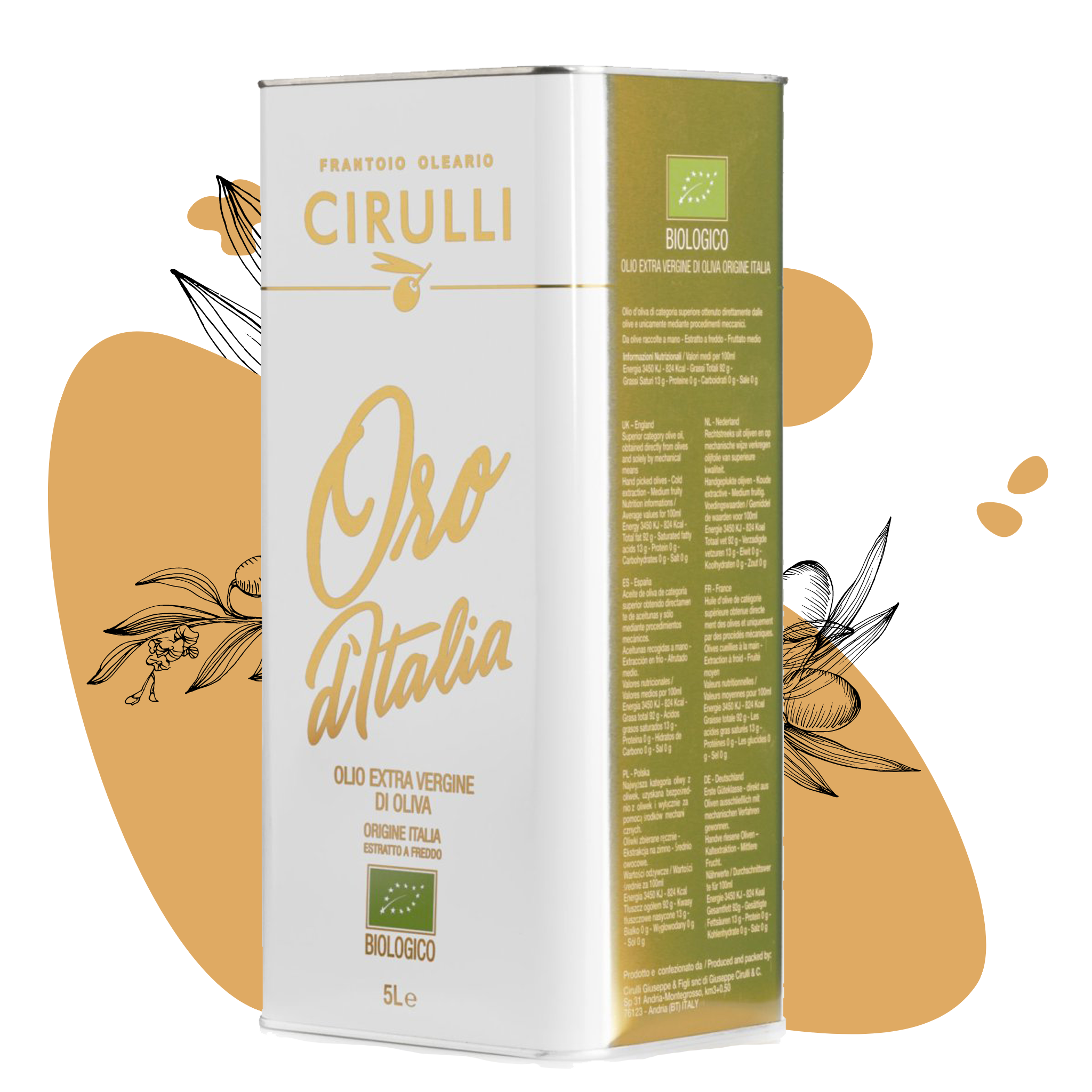 1 can of Organic extra virgin olive oil • 5 liters
