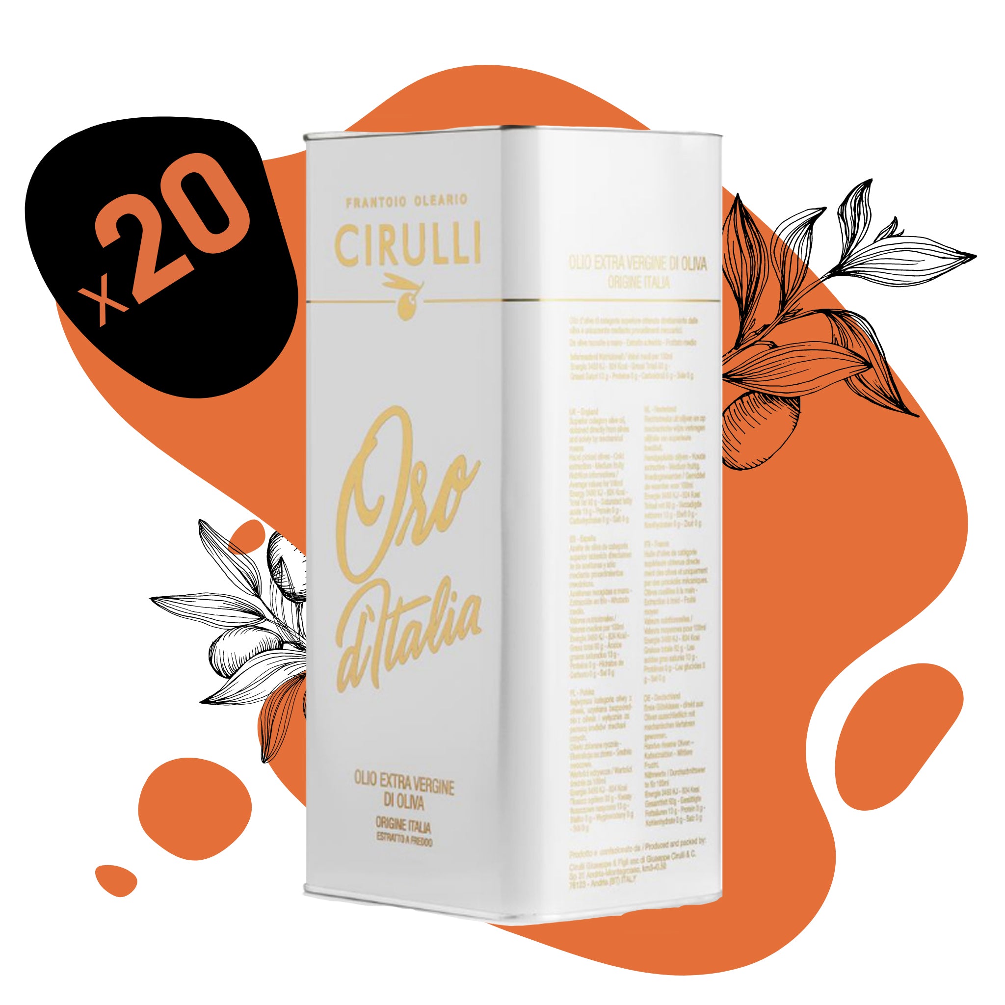 20 lattine di olio extravergine di oliva • 20 X 3 Litri