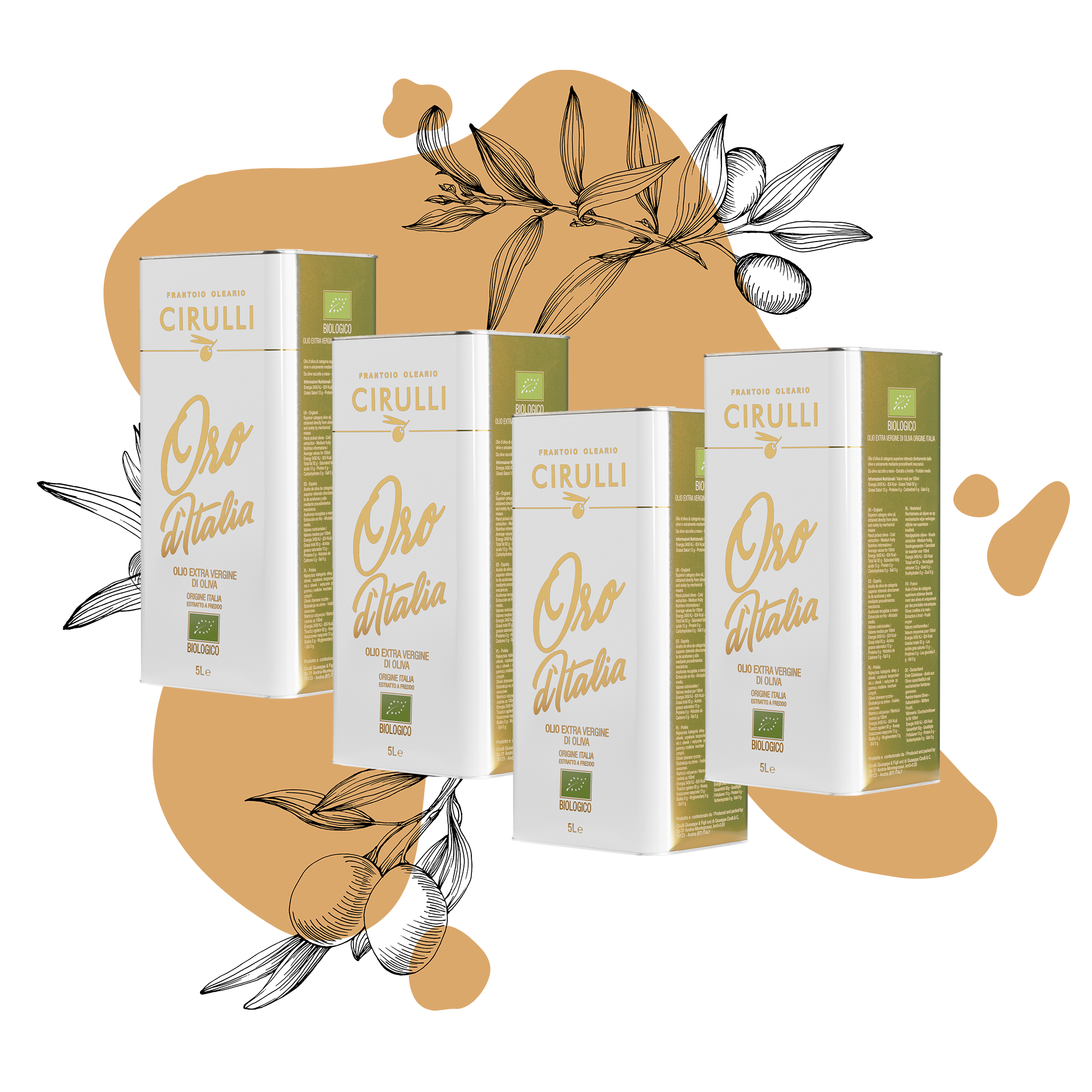 4 lattine di olio extravergine Biologico • 4 X 5 Litri