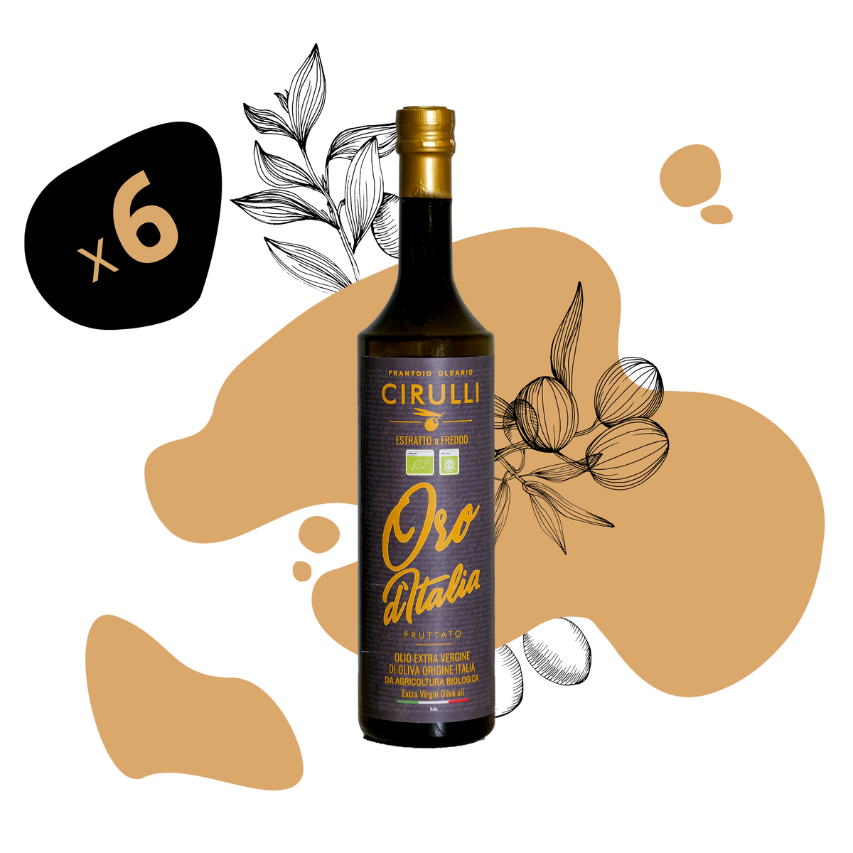 6 bottles of Organic extra virgin olive oil • 6 X 750ml